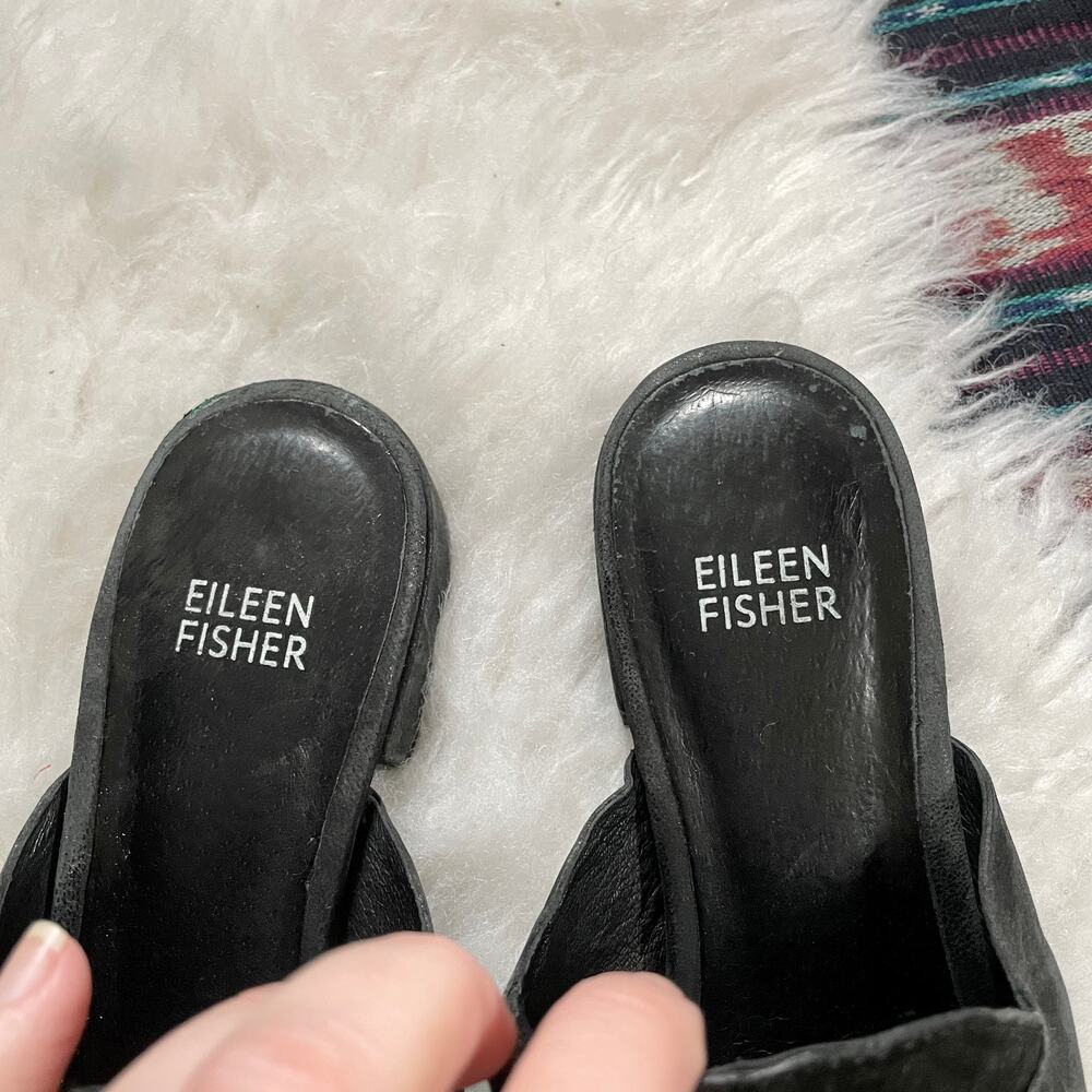 Eileen Fisher Bauer Mules Black Suede Slip On Pointed Closed Toe sz 6.5 - Picture 2 of 6